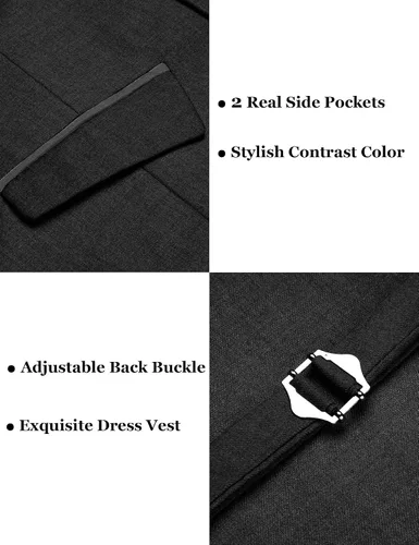 Miniatura 5 de COOFANDY Chaleco de traje de negocios para hombre, chaleco de vestir ajustado, chaleco de boda