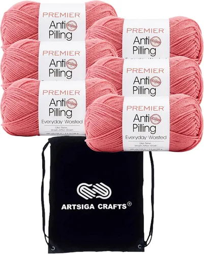 Miniatura 81 de Premier Yarns Everyday Anti-Pelusa Hilo Sólido Verde Pino DN100-8 (6-Madejas - Mismo Lote de Tinta) #4 Peso Estambre Acrílico para Tejer