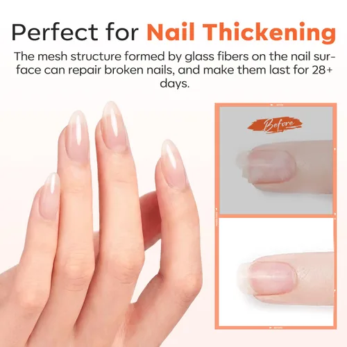 Miniatura 5 de modelones Gel base de goma de fibra para uñas, 0.5 fl oz (0.5 fl oz), base de goma de vidrio transparente, esmalte de gel, fortalecedor de uñas