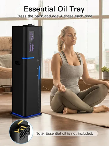 Miniatura 7 de Humidificador de 10L/2.64Gal, Humidificador Ultrasónico de Niebla Fría y Silencioso de Llenado Superior para Dormitorio, Cubre 550 pies², Tiempo