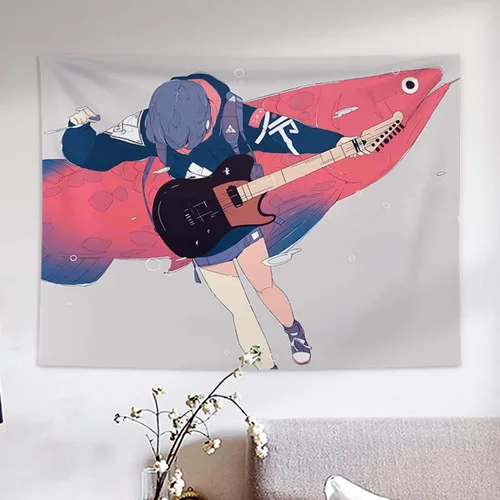 Miniatura 14 de MLAFE Tapiz Kawaii con temática de cómic de anime, póster de dibujos animados, arte de franela para decoración del hogar