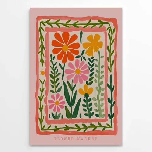 Miniatura 10 de Arte de pared de flores silvestres rosas, póster retro de mercado de flores, impresión botánica colorida de moda, arte popular, ilustración floral