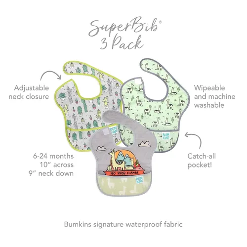 Miniatura 7 de Bumkins Baberos para niña o niño, SuperBib para bebés y niños pequeños de 6 a 24 meses, esenciales imprescindibles para comer, alimentar, A6 No