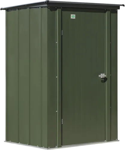 Scotts Armario de almacenamiento de jardín de 4 x 3 x 6 pies, kit compacto de cobertizo de metal con cerradura para patio trasero, patio y césped