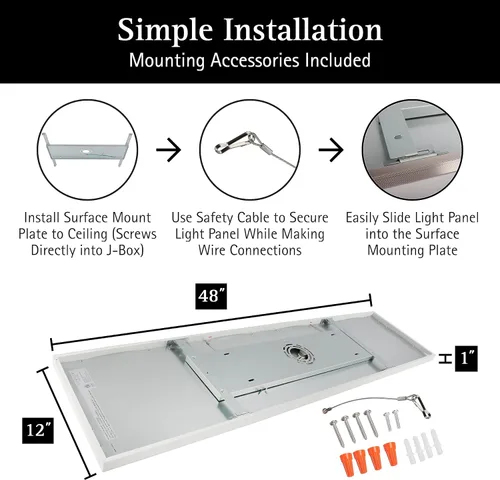 Miniatura 6 de Panel de Luz de Techo de Montaje en Superficie Ultralux de 1x4 pies – Delgado, Iluminado por los Bordes, Panel Plano de Montaje al Ras para Cocina