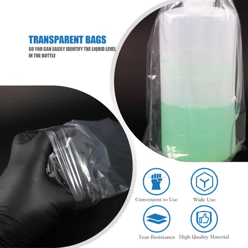 Miniatura 3 de 200 bolsas para botellas de tatuaje, desechables para botellas de lavado de tatuajes, fundas para bolsas de botellas para apretar, accesorios