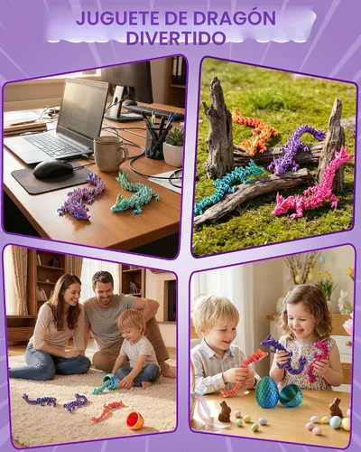 Miniatura 5 de Paquete de 12 huevos de dragón impresos en 3D, rellenos de cesta de Pascua para niños y adolescentes, juguetes únicos de Pascua y regalos para 12