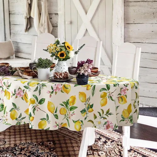 Miniatura 8 de Yighty Mantel ovalado de primavera y verano de 54 x 72 pulgadas, mantel de acuarela floral de primavera, mantel impermeable resistente a