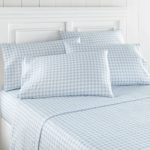 Miniatura 3 de Thermee Juego de sábanas de sirsaca con fundas de almohada adicionales, tamaño King de 6 piezas, ropa de cama transpirable y fresca, sábana bajera