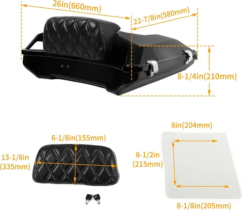 Miniatura 2 de HECASA Maleta de equipaje Razor con respaldo Argyle compatible con modelos Harley Davidson 1997-2023 Touring Street Glide Road Glide Road King