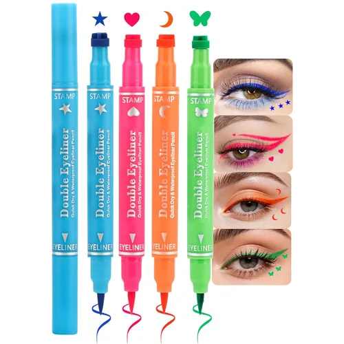 Miniatura 10 de Erinde Sello delineador de ojos con alas, 2 bolígrafos, delineador líquido impermeable y sello para ojos de gato perfectos, herramienta de plantilla