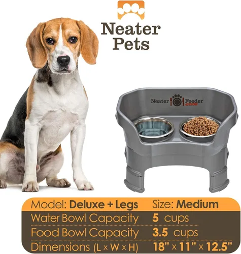 Miniatura 4 de Neater Feeder Deluxe - Soporte de tazón elevado para perro mediano, antidesorden y antiderrames, de Estados Unidos, extensiones en las patas, juego