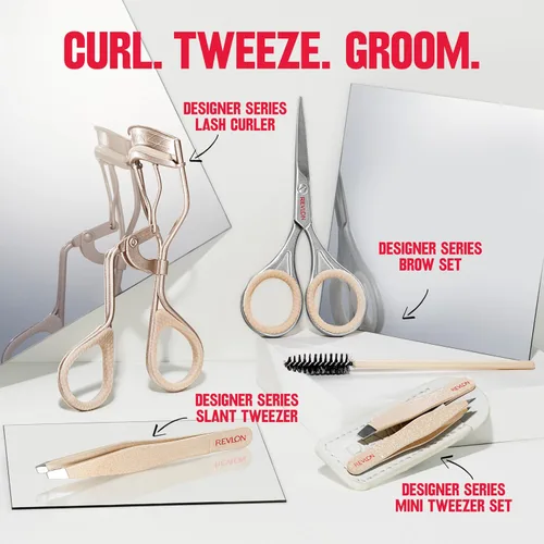 Miniatura 10 de Juego de mini pinzas Revlon Designer Series, kit de herramientas para depilación con puntas oblicuas y en punta, fabricadas en acero inoxidable