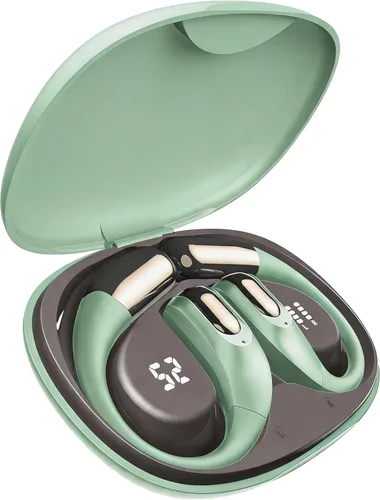 Auriculares deportivos inalámbricos Bluetooth, auriculares ligeros con ganchos para los oídos, auriculares inalámbricos Bluetooth5.4, tiempo de Verde