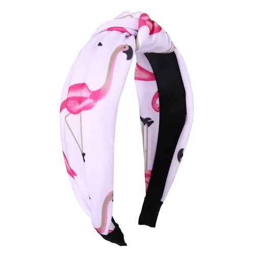ZITULRY Diademas anudadas para mujer, diseño de flamenco hawaiano, nudo superior, banda ancha para el cabello, bohemio, rosa, tropical, pájaro