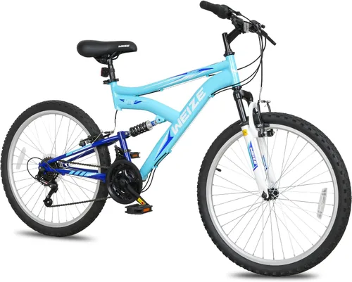 Miniatura 10 de Bicicleta de montaña para niños WEIZE, bicicletas de 20 y 24 pulgadas para niños de 6 a 14 años, para niños y niñas, con suspensión doble completa