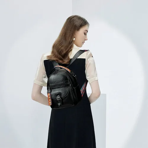 Miniatura 6 de KL928 Mochila pequeña para mujer, mochila de hombro a la moda, Negro -, Mochilas Daypack