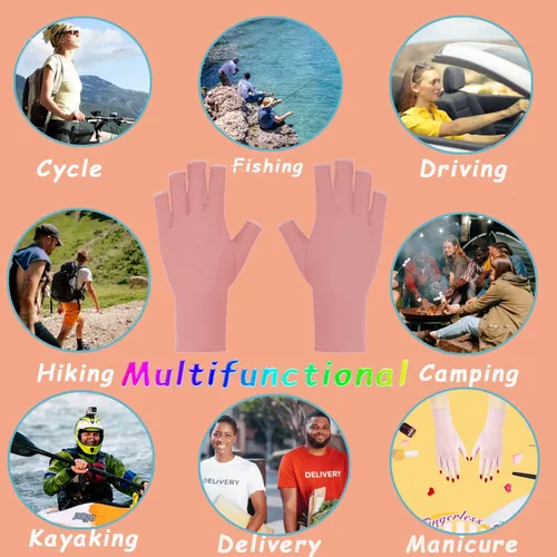 Miniatura 7 de COOSLIM Guantes anti UV para lámpara de uñas de gel, guantes de protección UPF50+ para manicuras, guantes de protección solar UV para mujeres