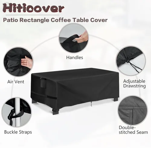 Miniatura 2 de Funda para Mesa de Café de Exterior Rectangular, Impermeable para Patio, Funda Pequeña Rectangular para Mesa de Café, Fundas para Muebles