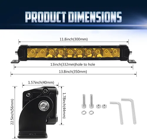 Miniatura 7 de Barra de luz LED amarilla de 12", combo de foco y luz de inundación con haz Led para luz antiniebla Amarillo