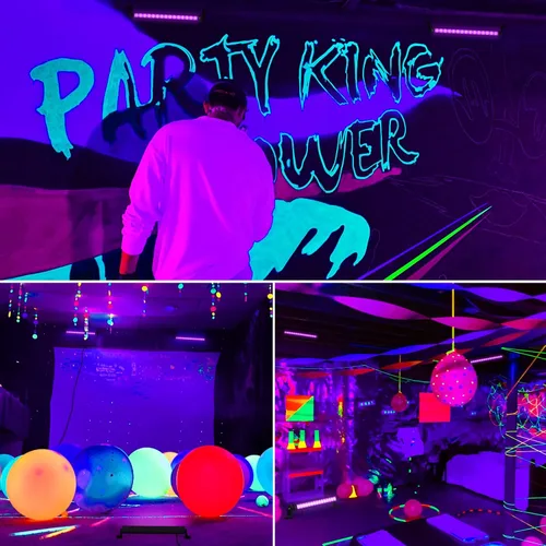 Miniatura 6 de Barra de luz LED negra de 38 W, barras de luz negra con enchufe e interruptor, área de 22 x 22 pies para fiesta brillante, fiestas de Halloween