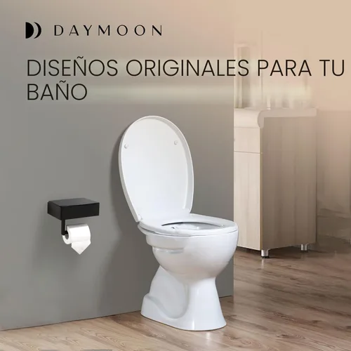 Miniatura 9 de Day Moon™ Soporte de papel higiénico negro mate con estante, soporte de toallitas para baño, dispensador de toallitas desechables, soporte