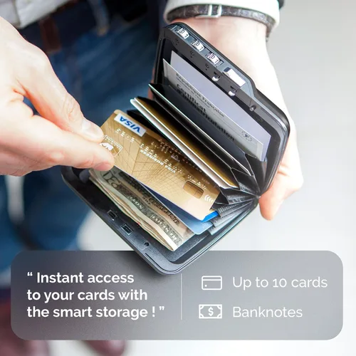 Miniatura 4 de ÖGON -DESIGNS- The First Pocket Size Vault - Cartera de código de aluminio para tarjetas y billetes, con cerradura con un código de 3 dígitos