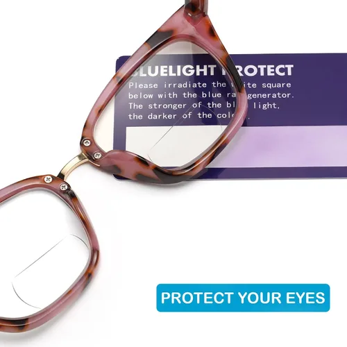 Miniatura 6 de ZUVGEES Paquete de 4 lentes de lectura bifocales para mujer, diseño de ojo de gato, de gran tamaño, bloqueo de luz azul, lectores de computadora