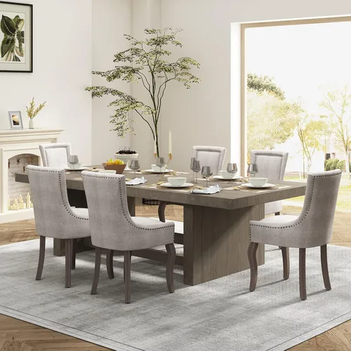 Miniatura 2 de ODUSE-DAILY Juego de 2 Sillas de Comedor, Sillas de Cocina y Comedor, Sillas de Comedor Tapizadas de Tela, Ribete de Tachuelas, Patas de Madera