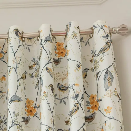Miniatura 30 de VOGOL Cortinas de dormitorio con estampado de pájaros, paneles de ventana con ojales florales que oscurecen la habitación, cortinas de lino Morado