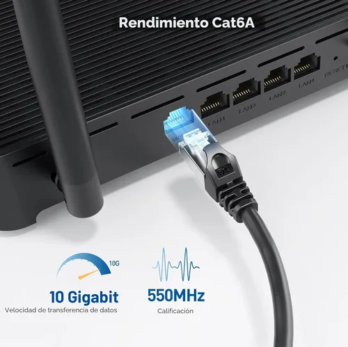 Miniatura 3 de Cable Matters Cable Ethernet blindado sin enganches Cat 6A de 10Gbps - 50 pies, Cable Cat 6A, Cordón Cat6A, Cable Ethernet, Negro