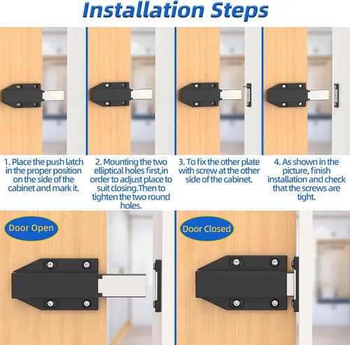 Miniatura 8 de Touch Latch Jiayi - Cerradura magnética de resorte para puerta grande, cierre oculto para puerta grande, cierre de puerta oculta, cierre a presión