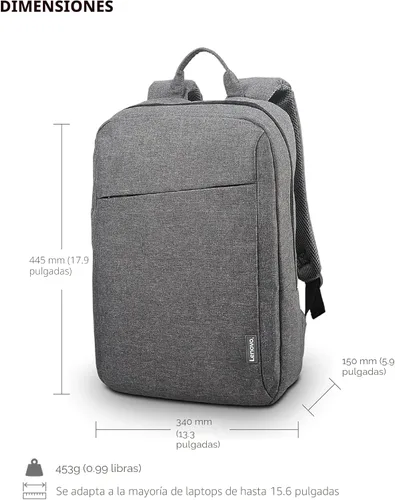 Miniatura 6 de Lenovo Mochila casual para laptop B210 de 15.6 pulgadas, compartimento acolchado para laptop y tableta, tela duradera y repelente al agua, ligera