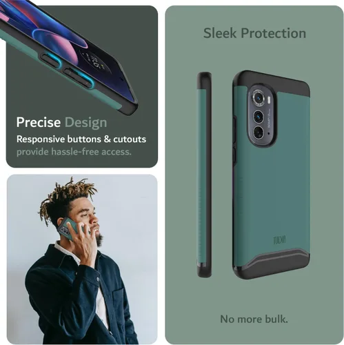 Miniatura 4 de TUDIA DualShield Merge - Funda protectora para Motorola Edge 2022, a prueba de golpes, grado militar, delgada, antideslizante, de doble capa, Verde