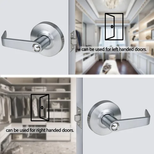 Miniatura 5 de Manija de puerta de almacén comercial resistente, manija de puerta ADA de grado 2, acabado en cromo satinado, manija ergonómica UL de 3 horas