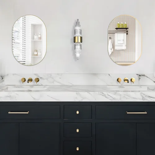 Miniatura 2 de Espejo ovalado de baño, espejo de tocador de pared con cápsula, espejos de píldora de 24 x 36 pulgadas montados en pared, espejo grande y moderno