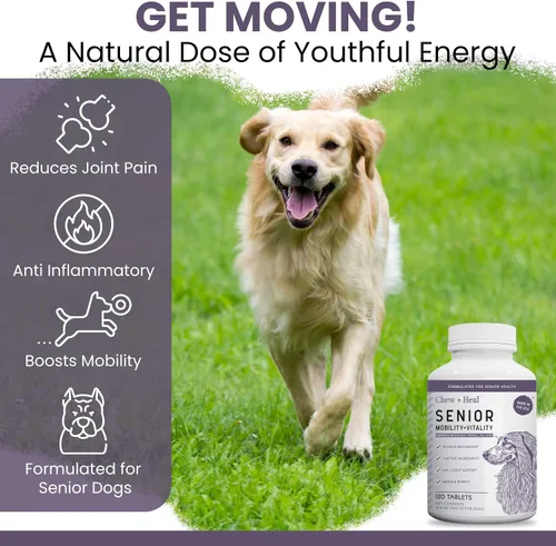 Miniatura 3 de Suplementos para perros mayores para cadera y articulaciones, 120 tabletas de vitaminas para perros Alivio del bienestar y el dolor: fabricado