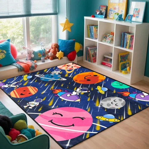 Miniatura 13 de Alfombra espacial para habitación de niños, alfombra de galaxia para niños, alfombras espaciales para dormitorio de niños, decoración