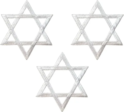 Miniatura 2 de (2 pulgadas) Estrella de David, Hanukkah, judío, bordado, parche para planchar (dorado, 1 pieza)