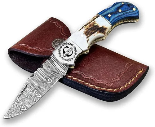 Miniatura 16 de Navaja de bolsillo plegable personalizada con grabado en acero damasquino WINTERFELL, regalo personalizado para marido, papá, novio, regalos