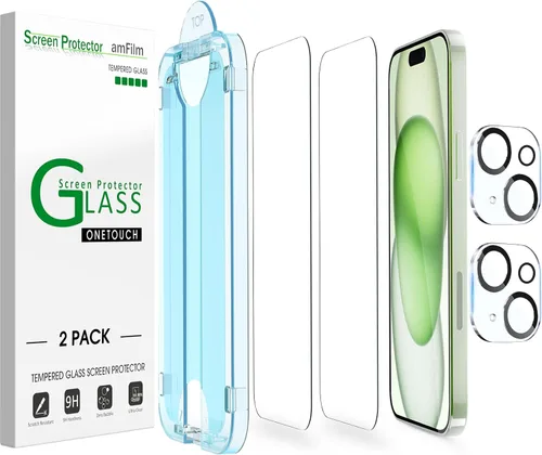 Miniatura 10 de amFilm OneTouch - Protector de pantalla para iPhone 12 Pro Max (6.7 pulgadas, 2020) con kit de fácil instalación, vidrio templado, paquete de 2