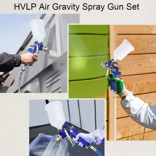 Miniatura 2 de Juego de Pistola de Pulverización por Gravedad de Aire HVLP, Pistola de Pintura de 2 Pulverizadores, 0.8mm 150ml y 1.4mm 600ml Alimentación por