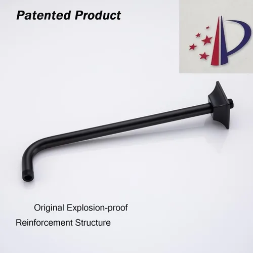 Miniatura 6 de Brazo de ducha de 16 pulgadas con brida, acero inoxidable negro mate de 90 grados, brazo de extensión de cabezal de ducha montado en la pared