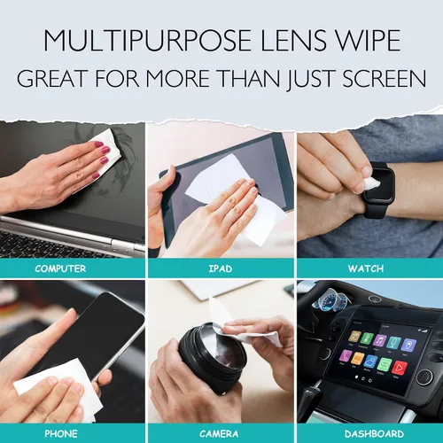 Miniatura 5 de iDuster Screen Cleaner Wipes for Lens - Premoistened Eyeglasses Cleaning Wipes, Streak-Free Screen Wipes for iPad, Phone, Car, TV, Computer, Laptop