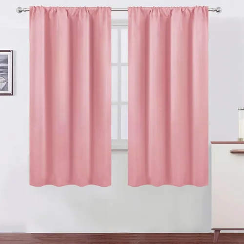 Miniatura 36 de LEMOMO Cortinas opacas negras para cocina, 42 x 45 pulgadas, juego de 2 paneles de cortinas opacas con bolsillo para cortinero para ventana pequeña