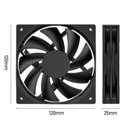 Miniatura 8 de DARKROCK Paquete de 3 ventiladores de carcasa de computadora de 120 mm negros de alto rendimiento de enfriamiento de bajo ruido de 3 pines 1200 RPM