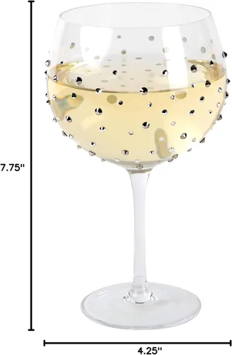 Miniatura 6 de Pavilion - Copa de vino con tallo de 24 onzas, piedras preciosas de vidrio negro, cristal de cumpleaños