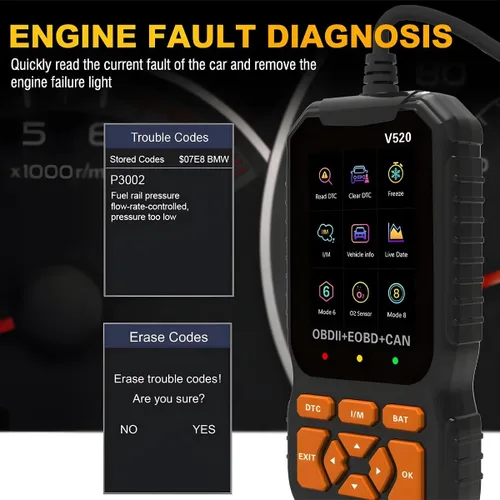 Miniatura 6 de Herramienta de diagnóstico de escáner de coche OBD2, lector de código OBDII/EOBD para vehículos V520, lector de códigos de falla automotriz