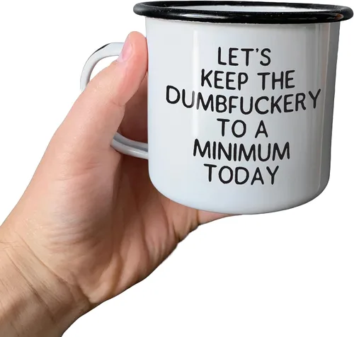 Miniatura 4 de Swag Brewery LET'S KEEP THE DUMBFUCKERY TO A MINIMUM TODAY - Taza de café esmaltada, regalo divertido para los amantes del vodka, el bourbon
