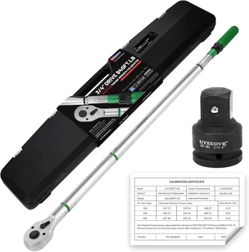 Miniatura 8 de Llave dinamométrica de clic de 3/4 pulgadas, llave dinamométrica profesional de clic de doble dirección 100-600FT.LB/135-815N.M, escalas de doble
